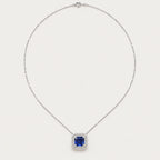 Tanzanite & Diamonds Double Halo Necklace – full chain, white gold