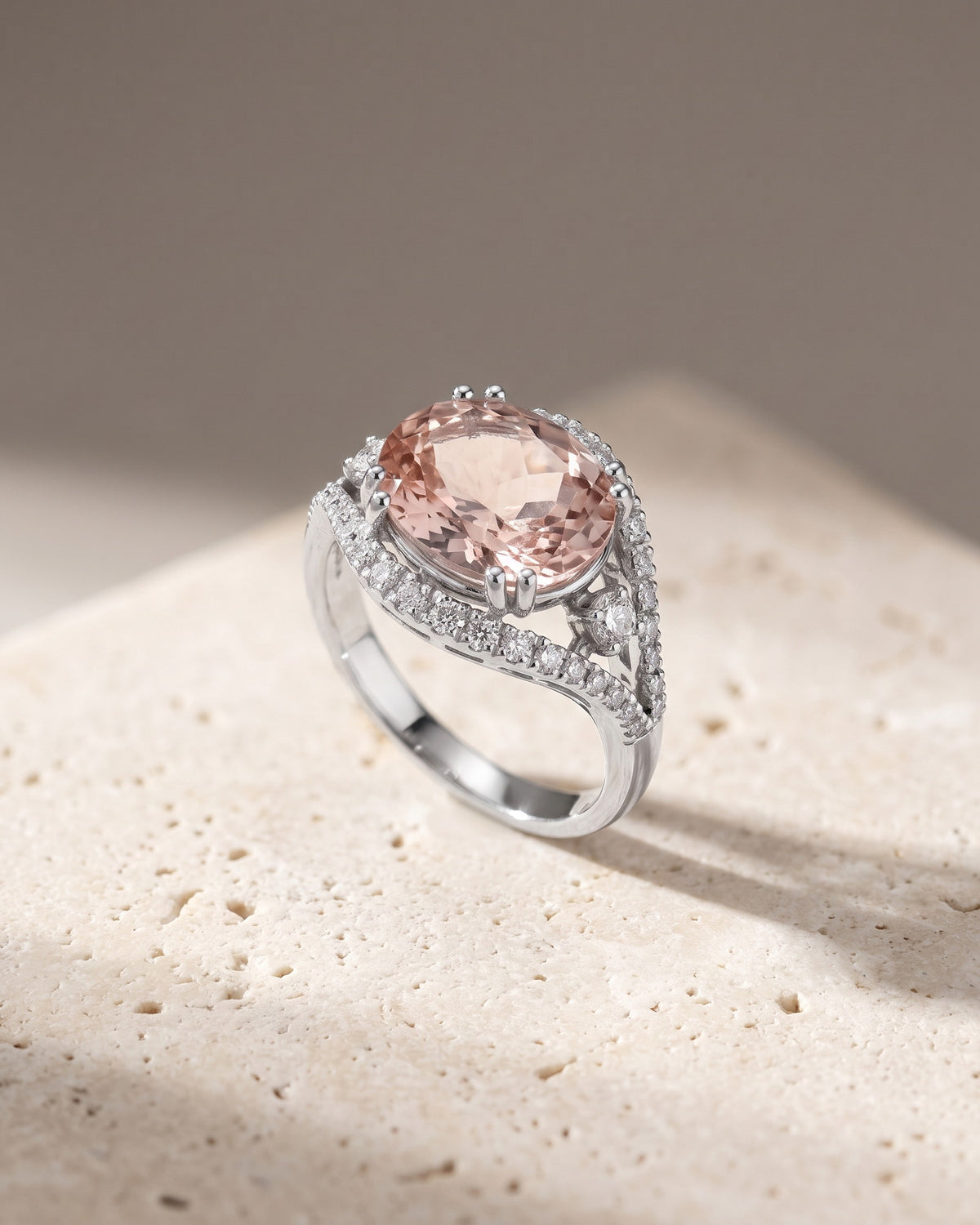 The Imperial Blush - Oval Morganite Ring — Levendi Jewellers
