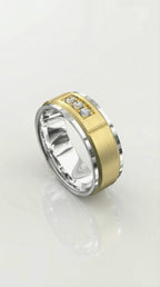 Three Stone Diamond Sett Ring Matt & Polish
