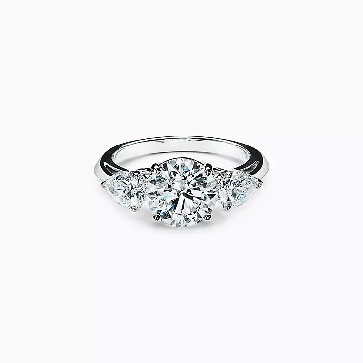 Trilogy Round & Pear cut Engagement Ring