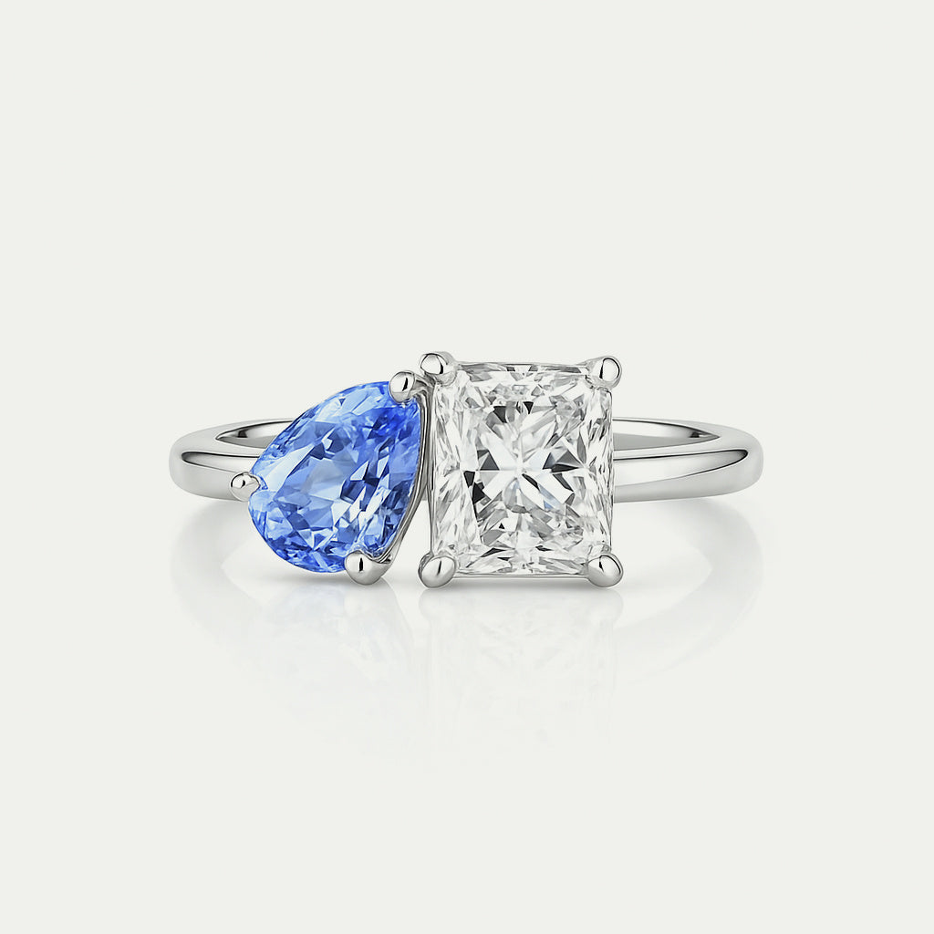 Toi & Moi - Pear and Emerald Cut Diamond