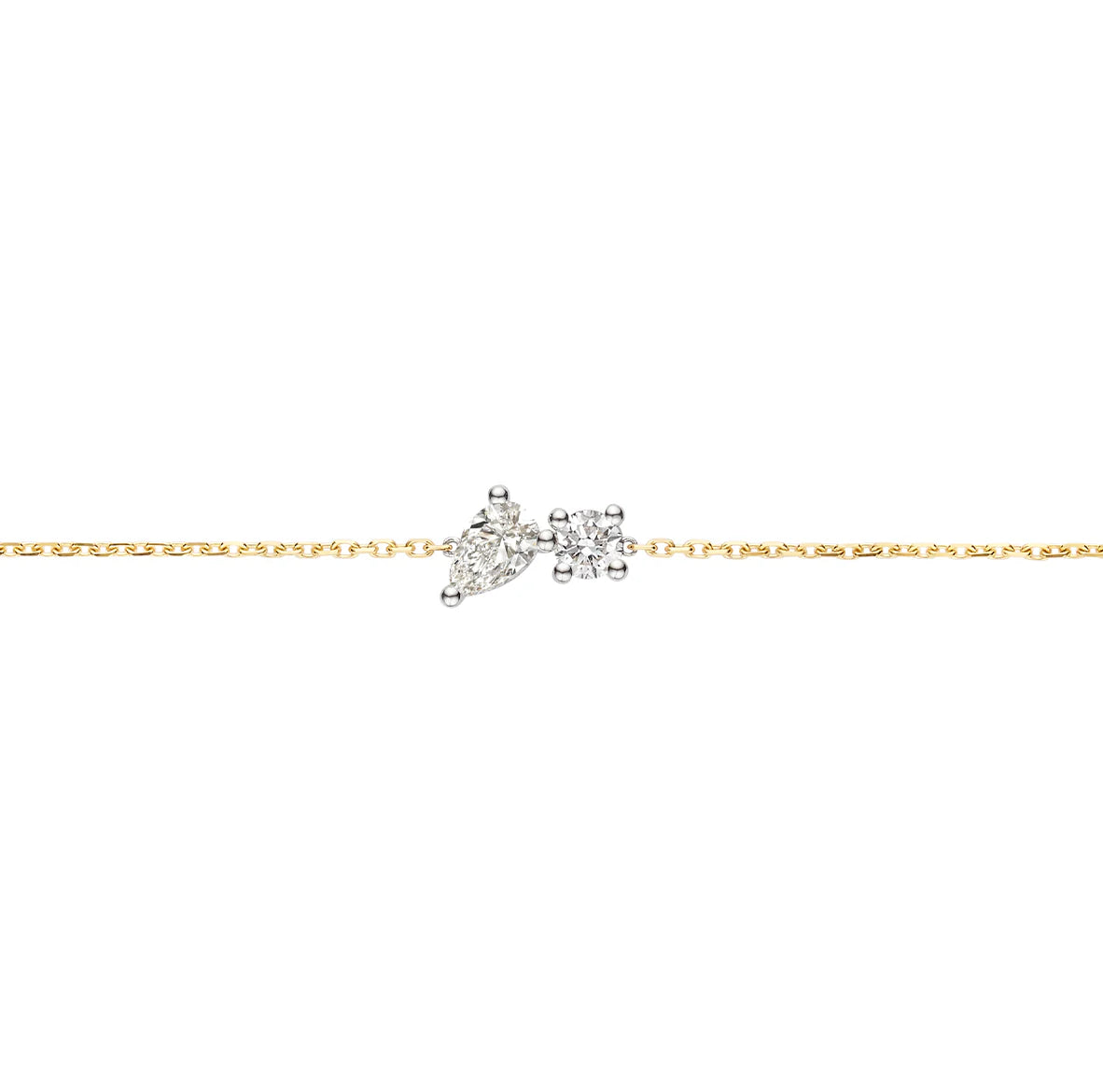 Fine Pear and Round Diamond Bracelet