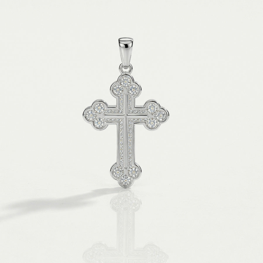 Vassilis - Orthodox White Gold Cross 12 Diamonds