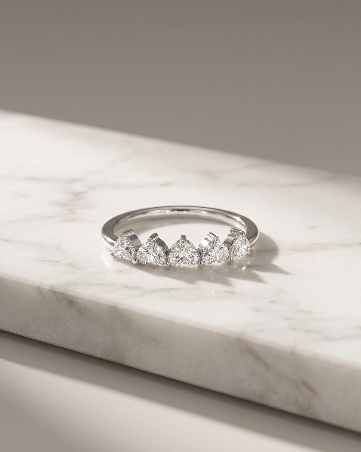 Wedding Band - 5 Heart Diamonds Claw Set — Levendi Jewellers