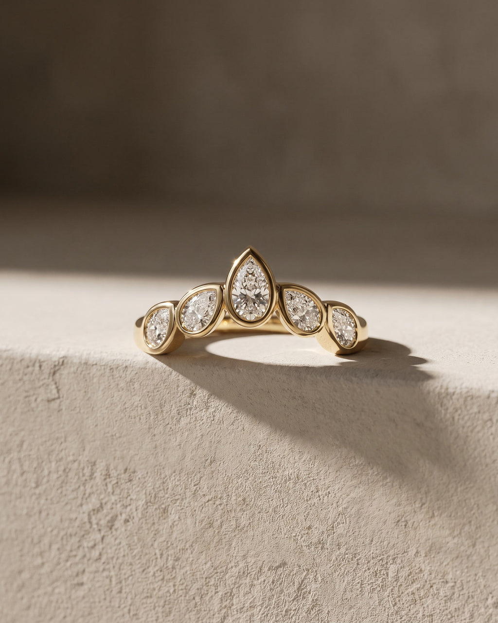 Wedding Band - 5 Pear Diamonds Bezel Set — Levendi Jewellers