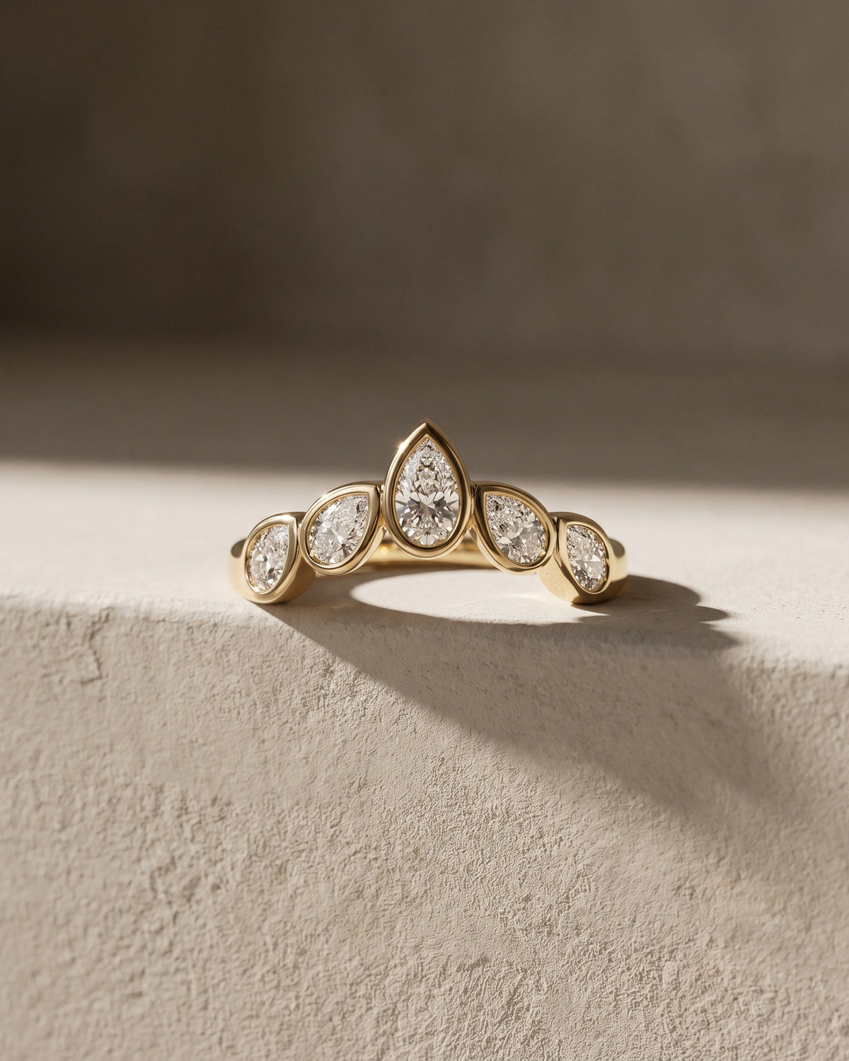 Wedding Band - 5 Pear Diamonds Bezel Set — Levendi Jewellers