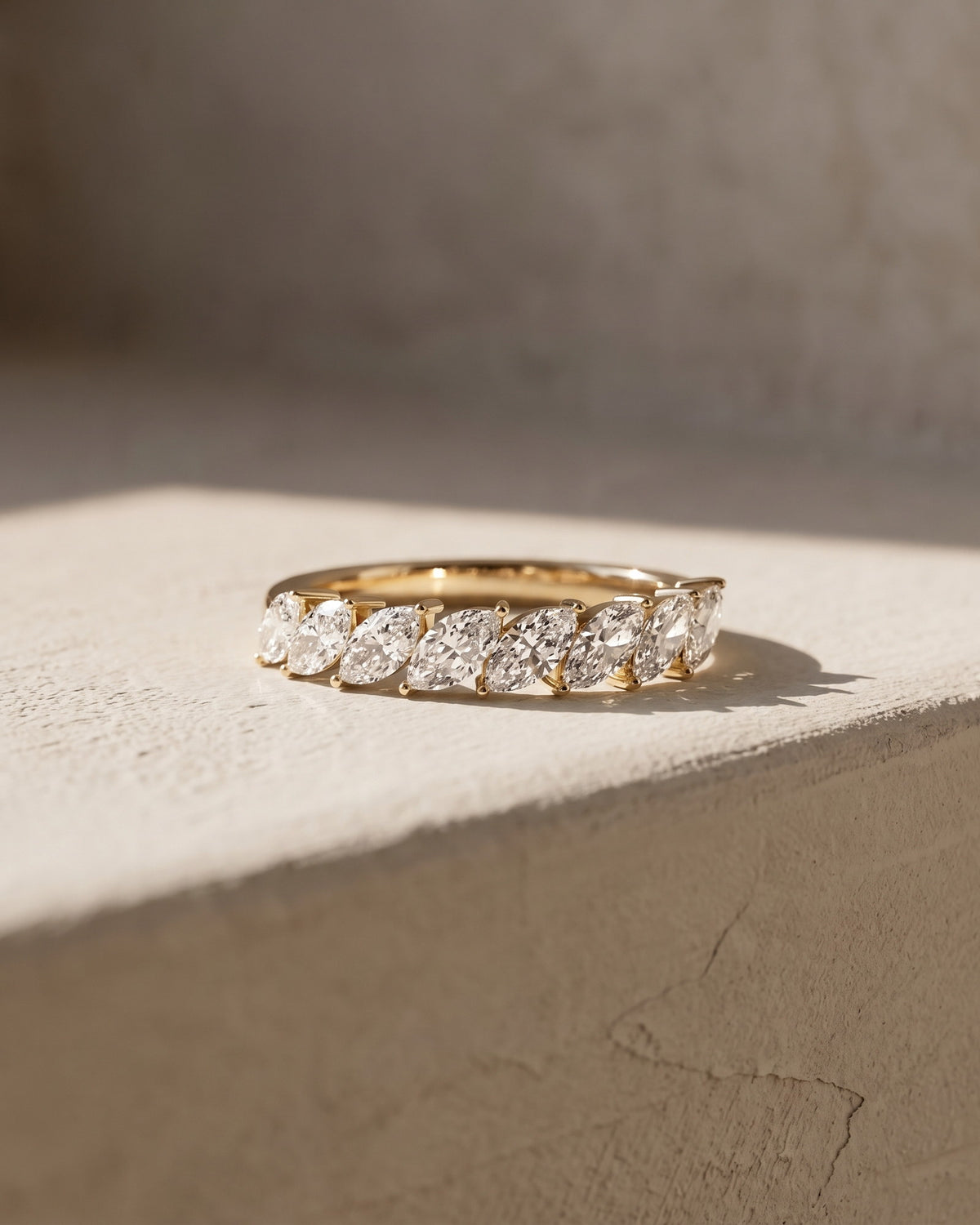 Wedding Band 8 Marquise Diamonds Off Set — Levendi Jewellers