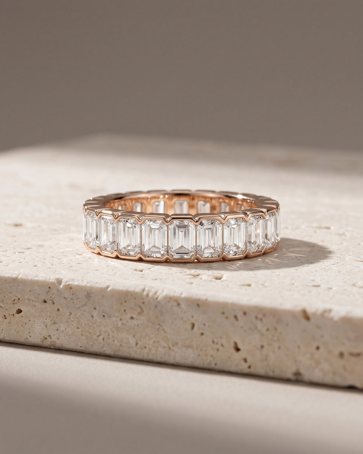 Wedding Band - Eternity Emerald Cut Diamonds Bezel Set — Levendi Jewellers
