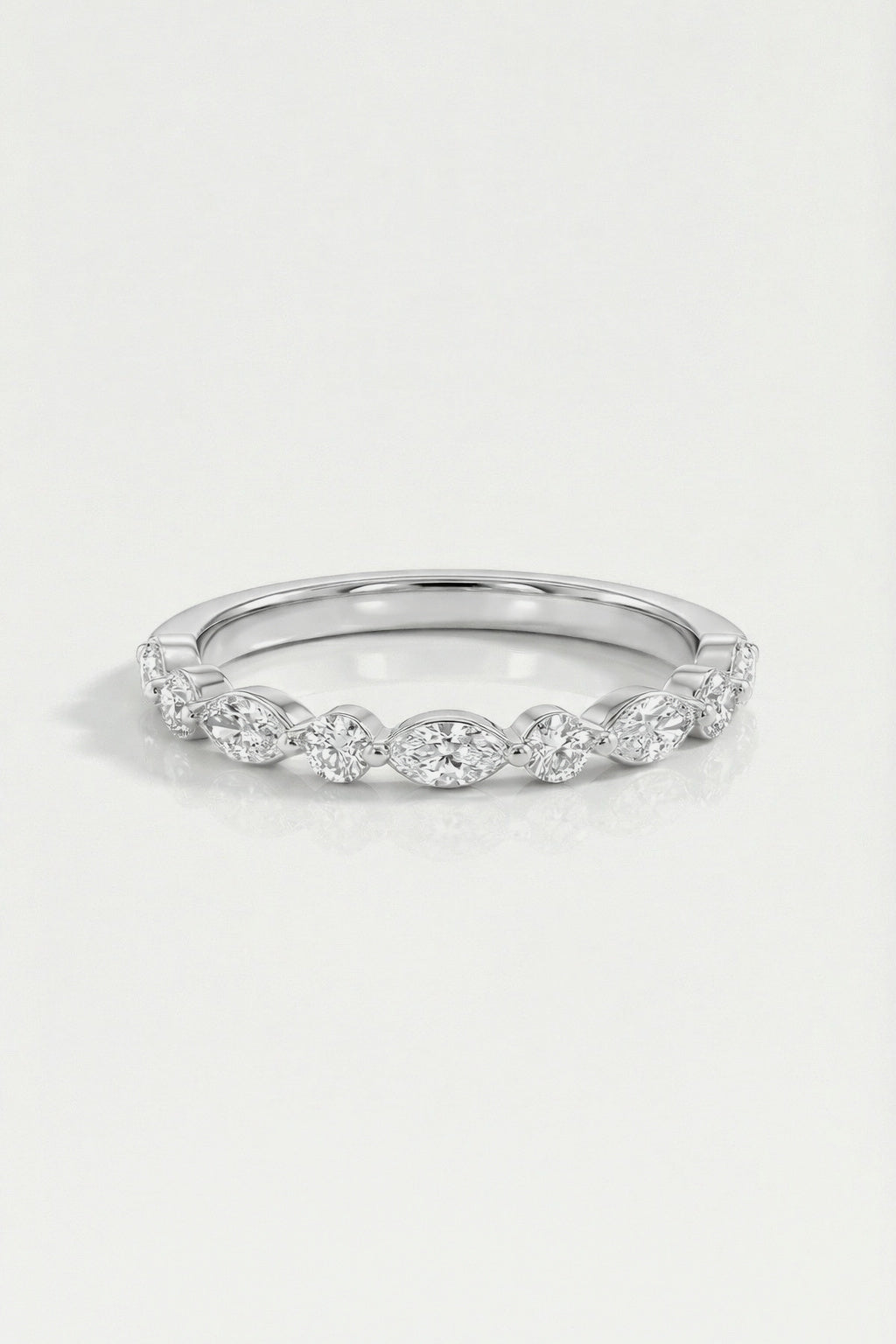 Wedding Band - Marquise and Round Diamonds Shared Claws