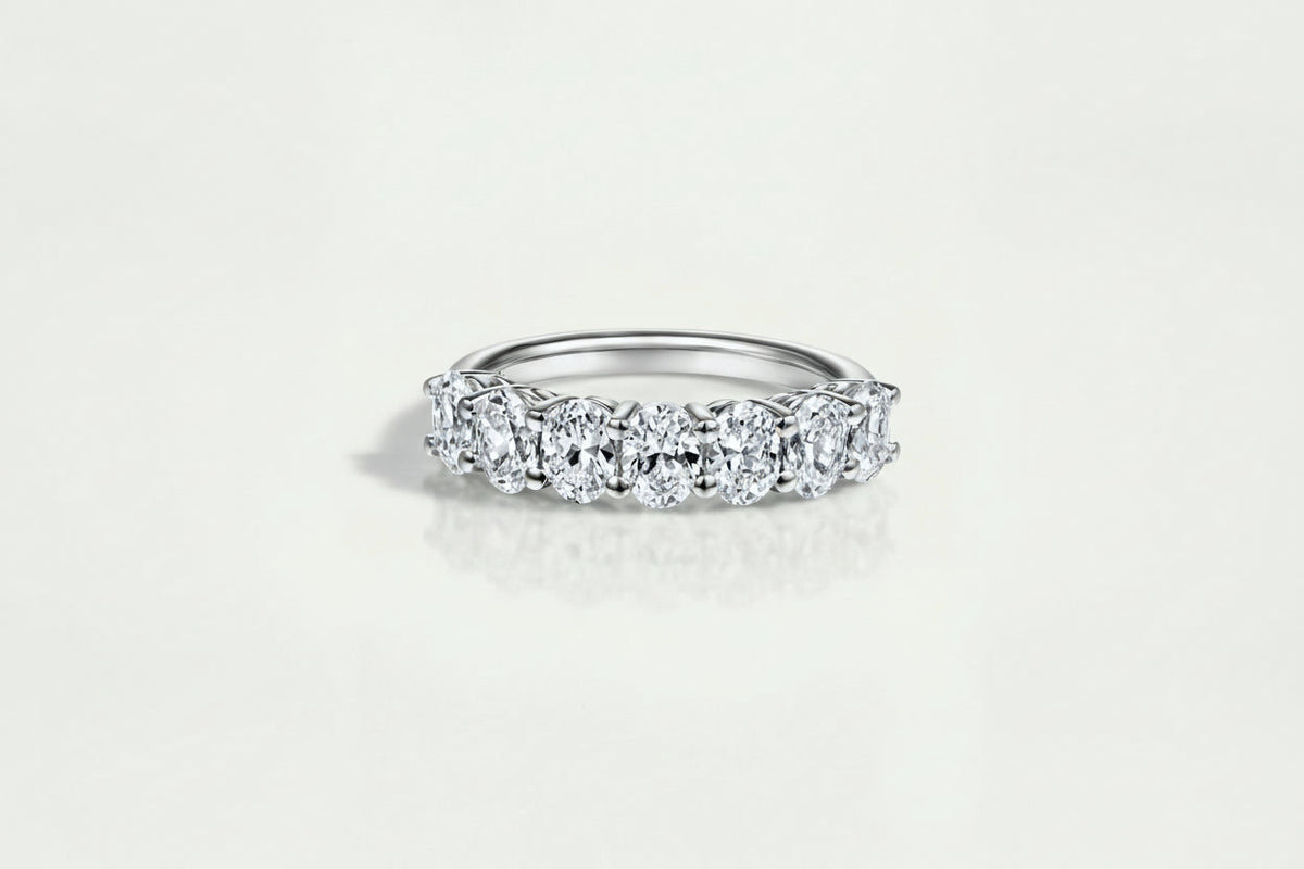 Wedding Band - White Gold 7 Stone Oval Diamond