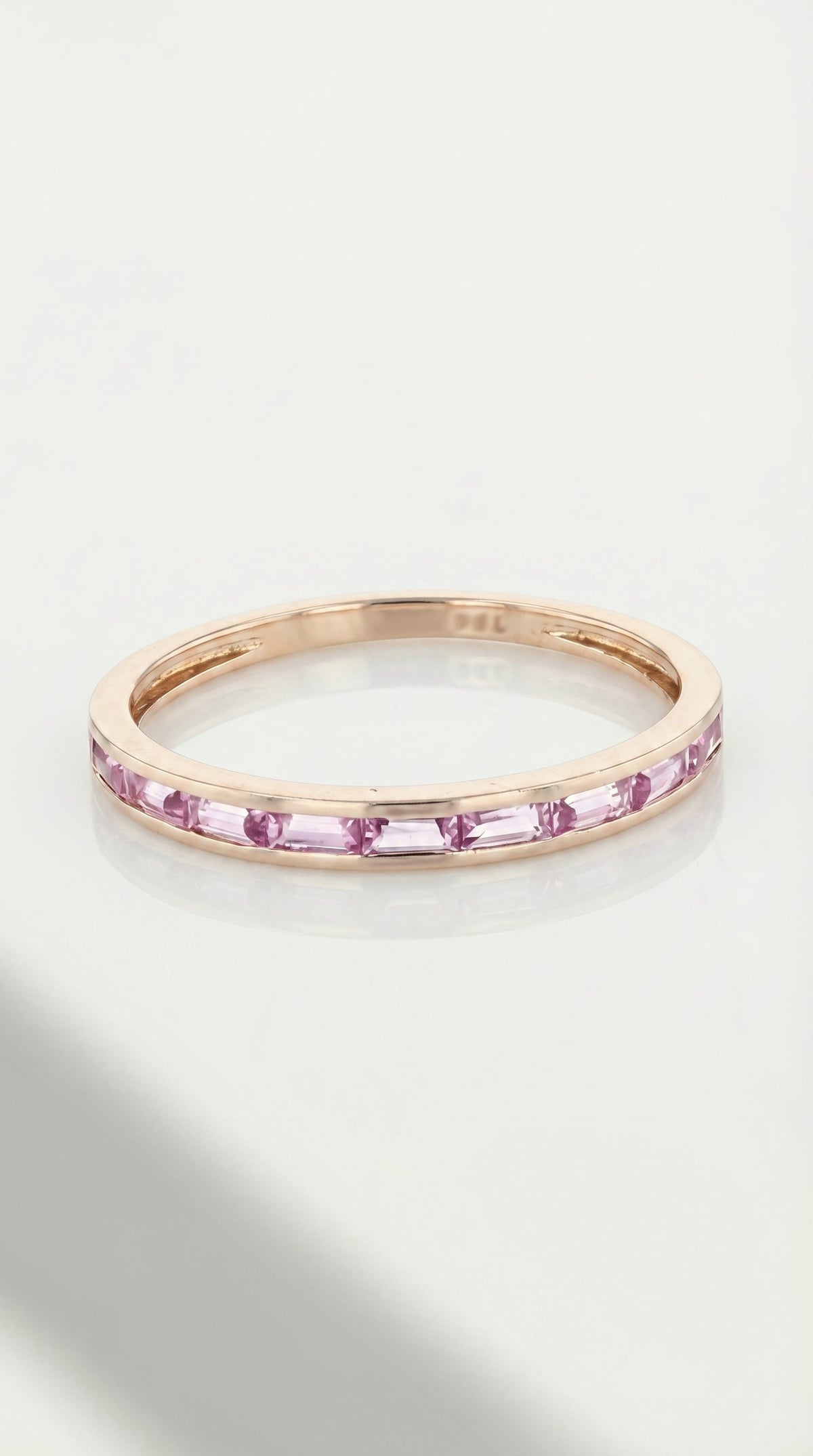 Rainbow - White Gold Channel Pink Sapphire Baguette Ring