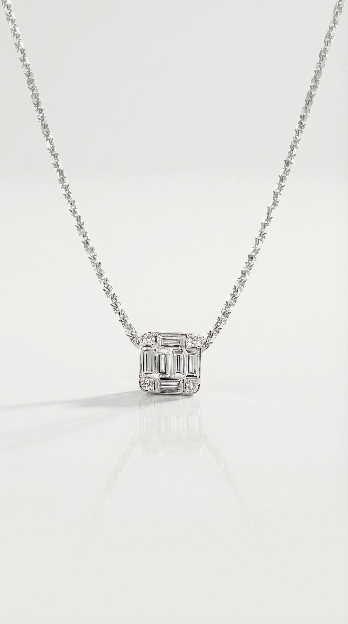 White Gold Diamond Baguette Pendant