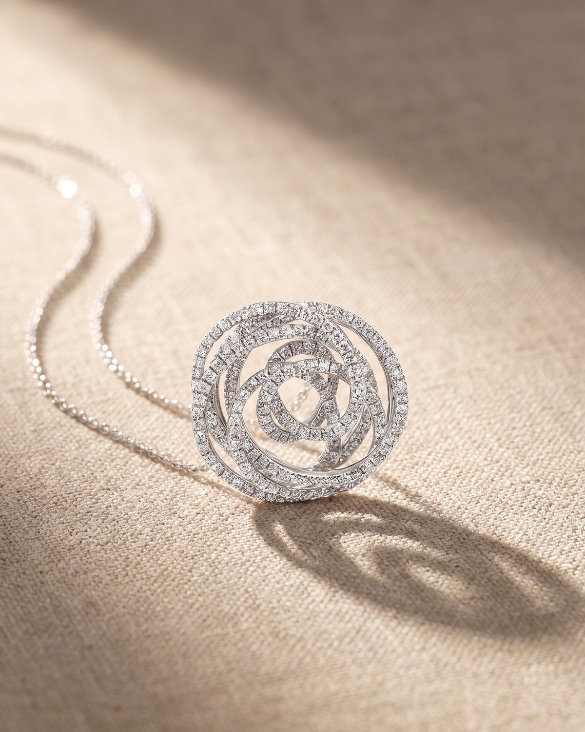 White Gold Diamond Swirl Pendant — Levendi Jewellers