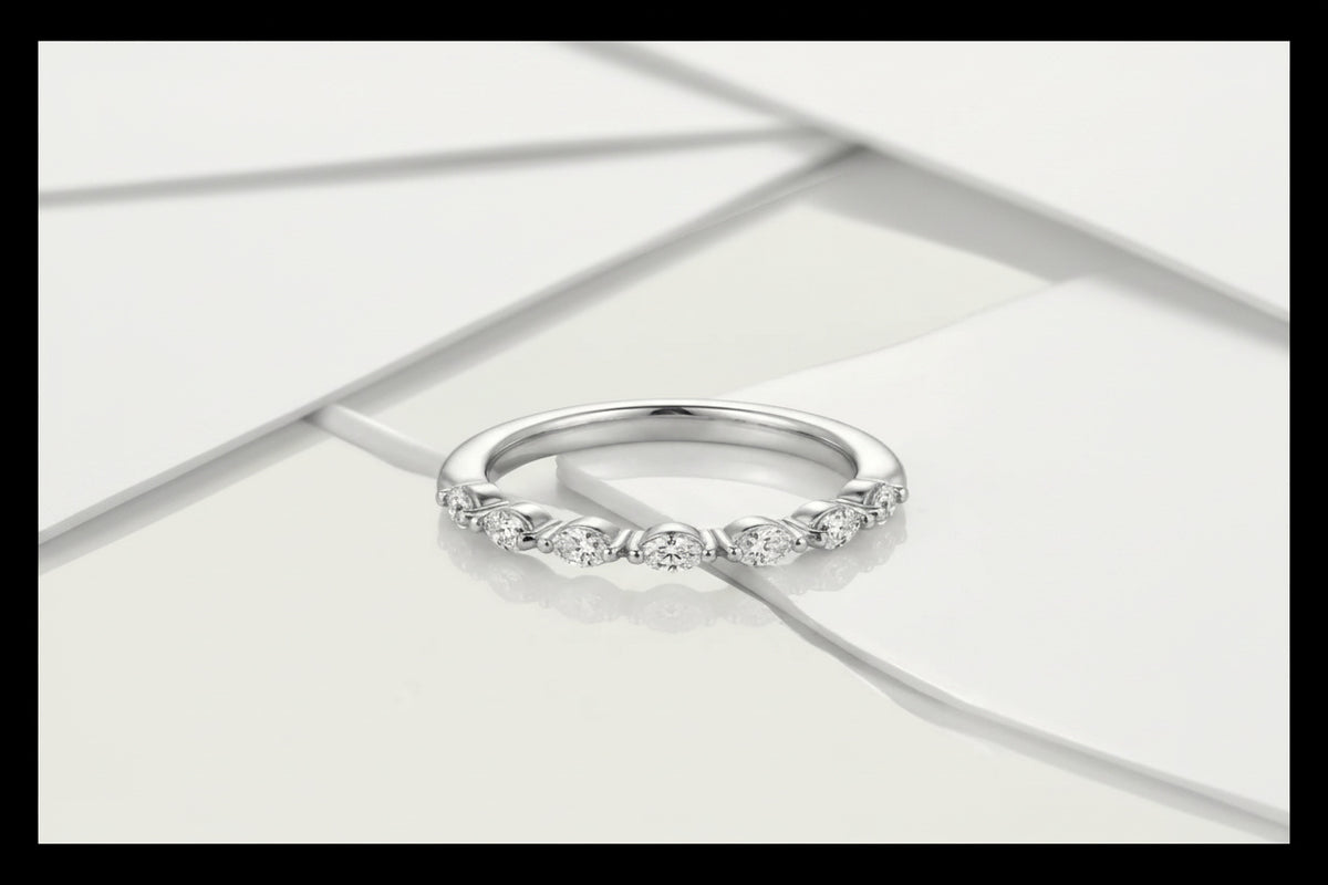 Wedding Band - White Gold Marquise Diamond.