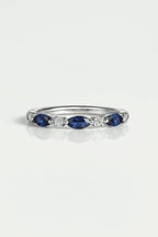 Wedding Band - White Gold Marquise Sapphire and Diamond.