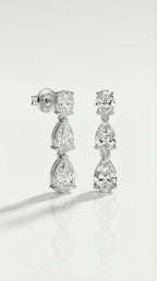 White Gold Pear and Oval Diamond Drop Earrings
