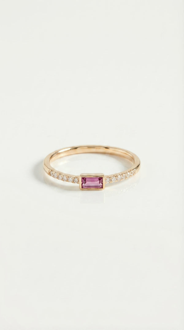 Rainbow Gemstone Pink Tourmaline Petite Ring