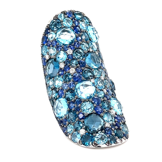 Blue Sapphire Topaz & Diamond Ring