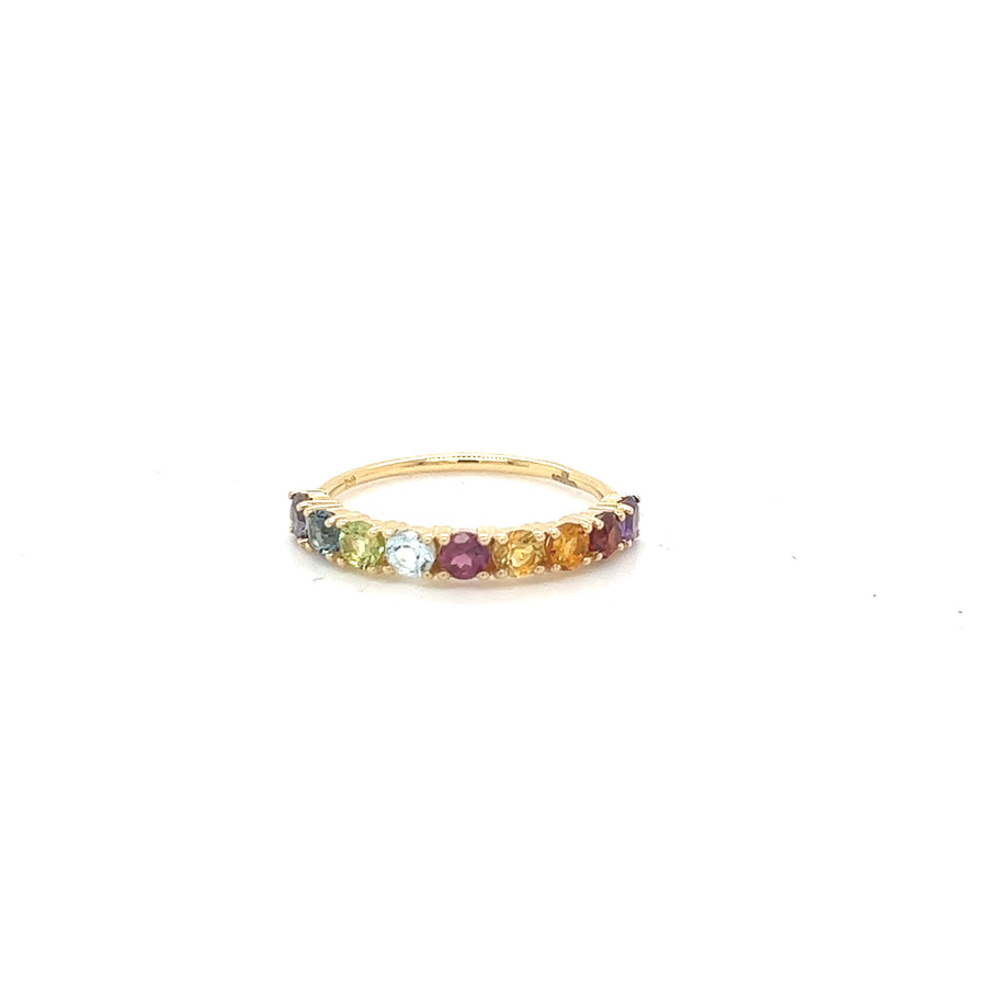 Rainbow Yellow Gold Gemstone Ring