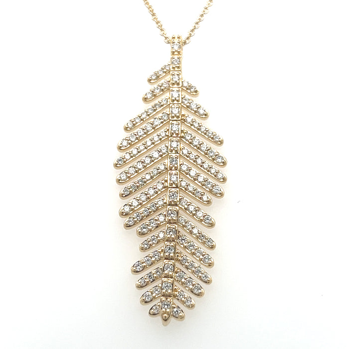 Diamond & Gold Leaf Patterned Necklace