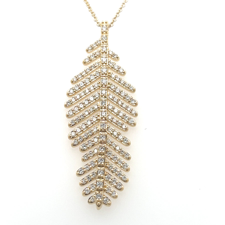 Diamond & Gold Leaf Patterned Necklace