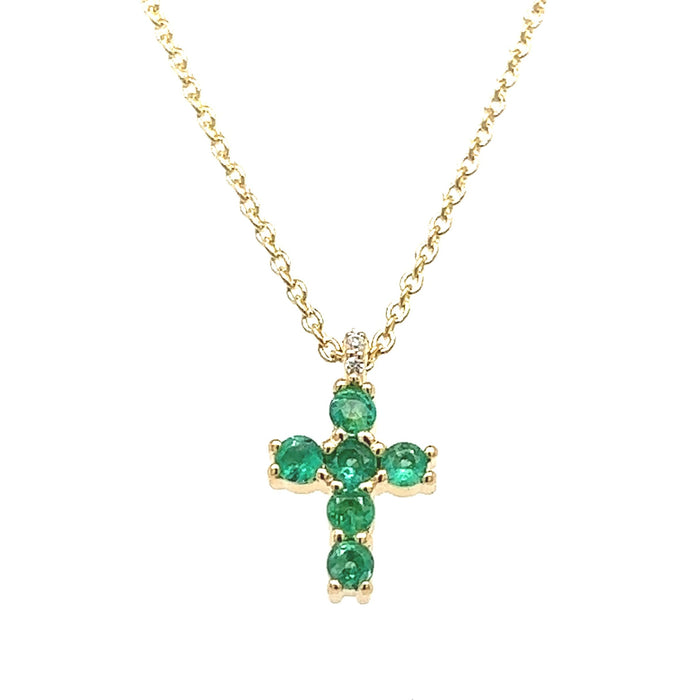 Yellow Gold Emerald Cross