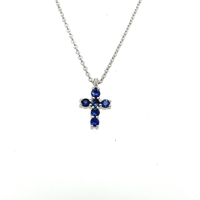 White Gold Sapphire Cross