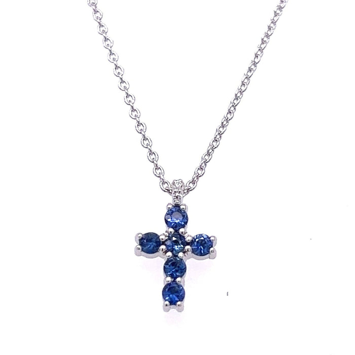 White Gold Sapphire Cross