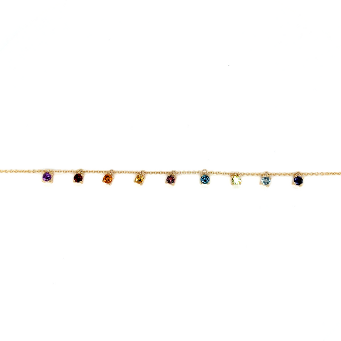 Yellow Gold Rainbow Brilliant Cut Gemstone Bracelet