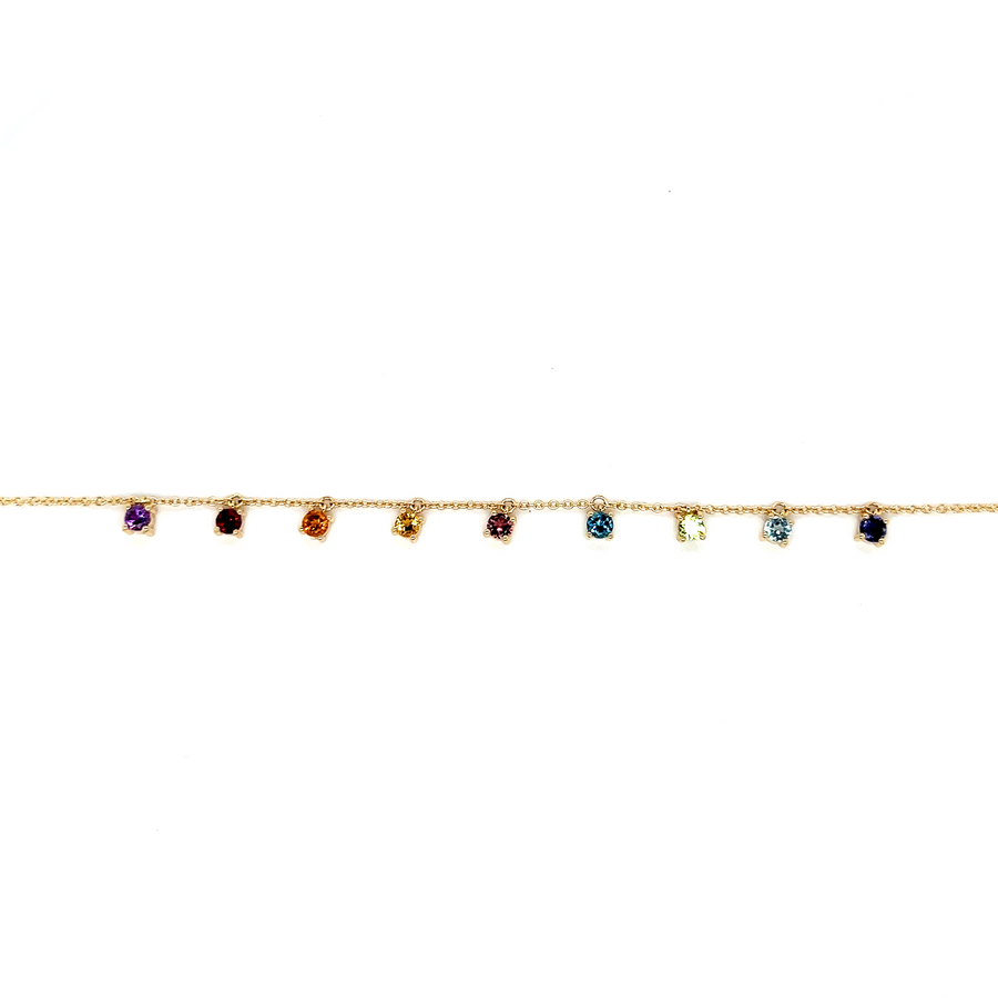 Yellow Gold Rainbow Brilliant Cut Gemstone Bracelet