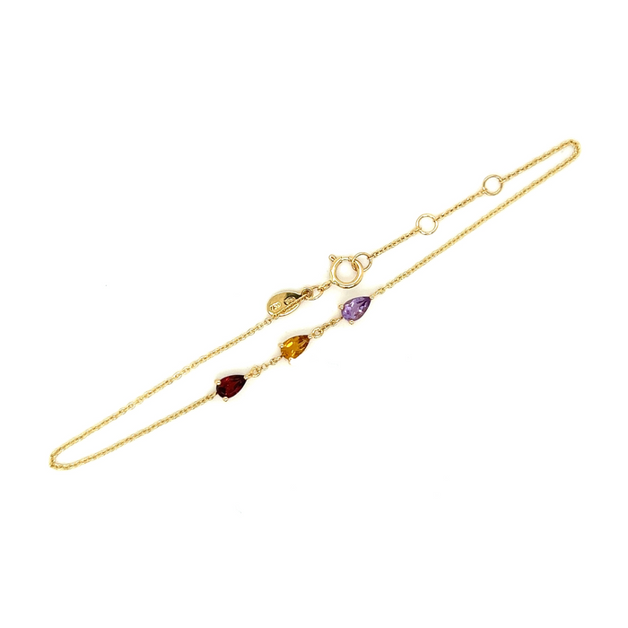 Yellow Gold Tri-Gemstone Bracelet