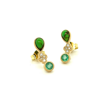Green Turquoise Diamond Earrings