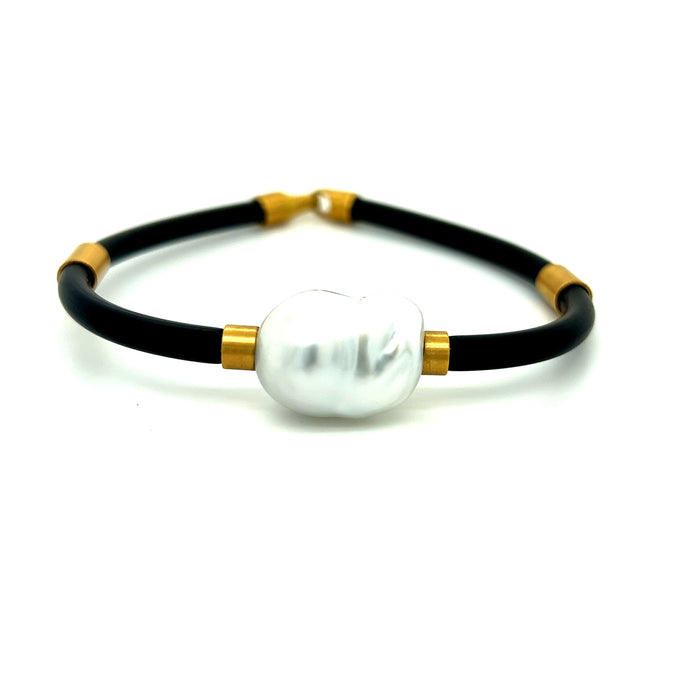 Australian South Sea Pearl & Leather Bracelet