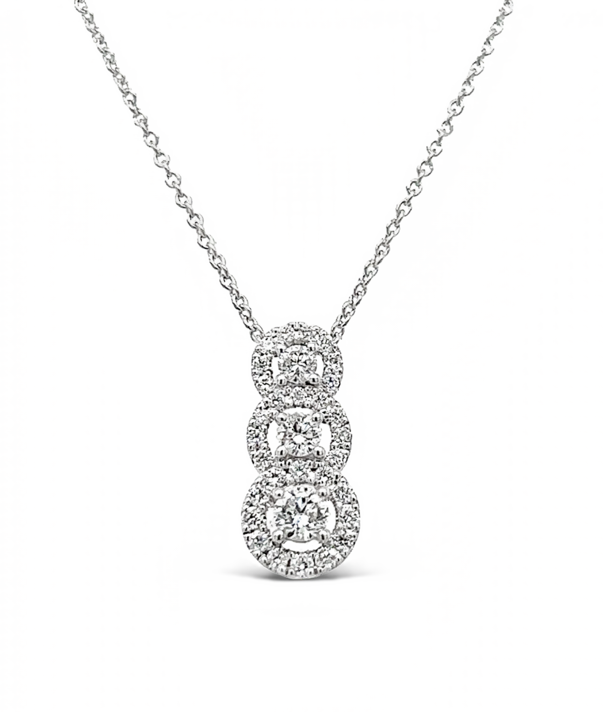 White Gold Diamond Tri Loop Necklace