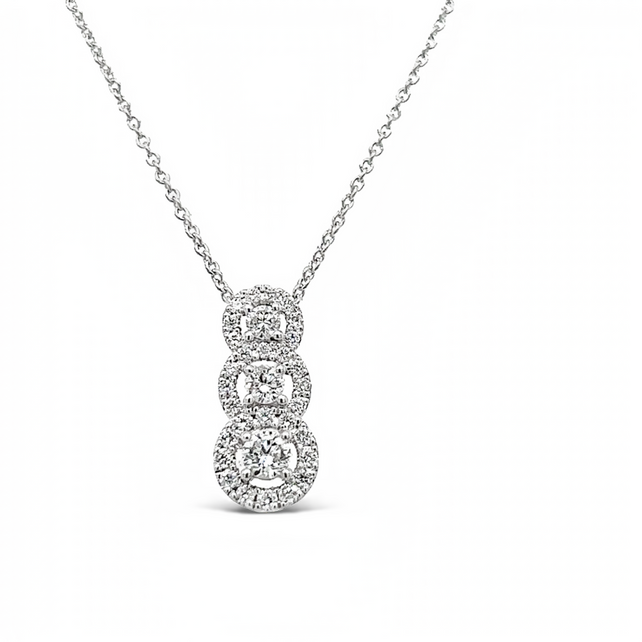 White Gold Diamond Tri Loop Necklace