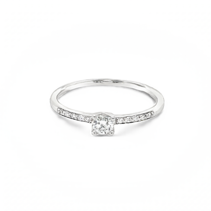 White Gold Four Claw Diamond Ring