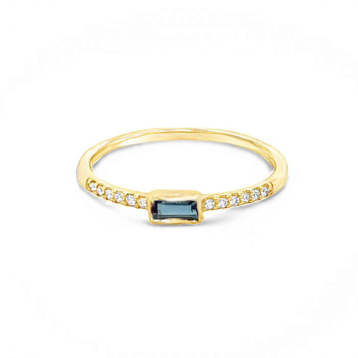 Yellow Gold Diamond & London Topaz Ring