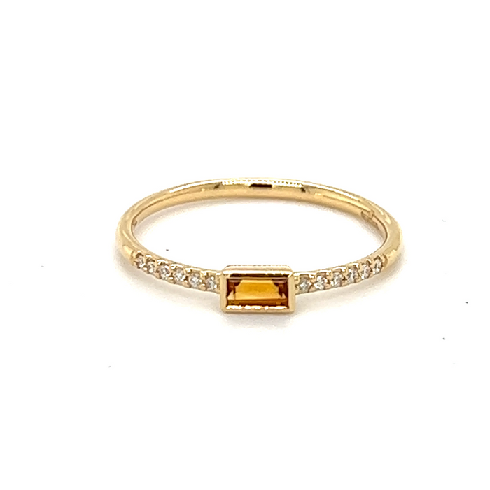 Yellow Gold Diamond & Madeira Citrine Ring