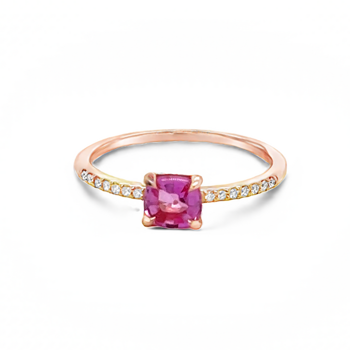 Rose Gold Diamond & Pink Sapphire Ring