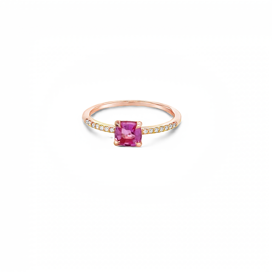 Rose Gold Diamond & Pink Sapphire Ring