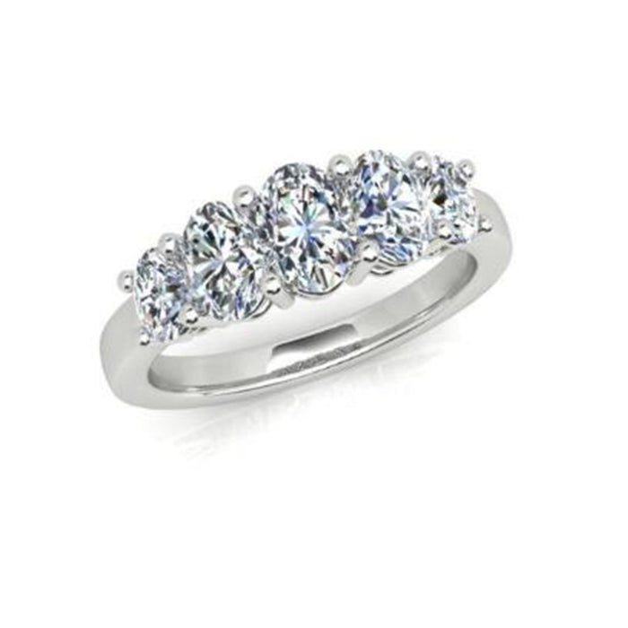 5 Stone Oval Diamond Engagement Ring