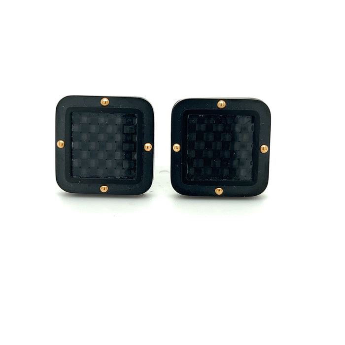 Carbon Fibre Gold Cufflinks