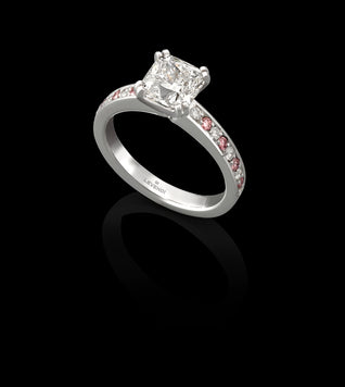 Radiant Cut Diamond Ring Set With Argyle Pink Diamonds