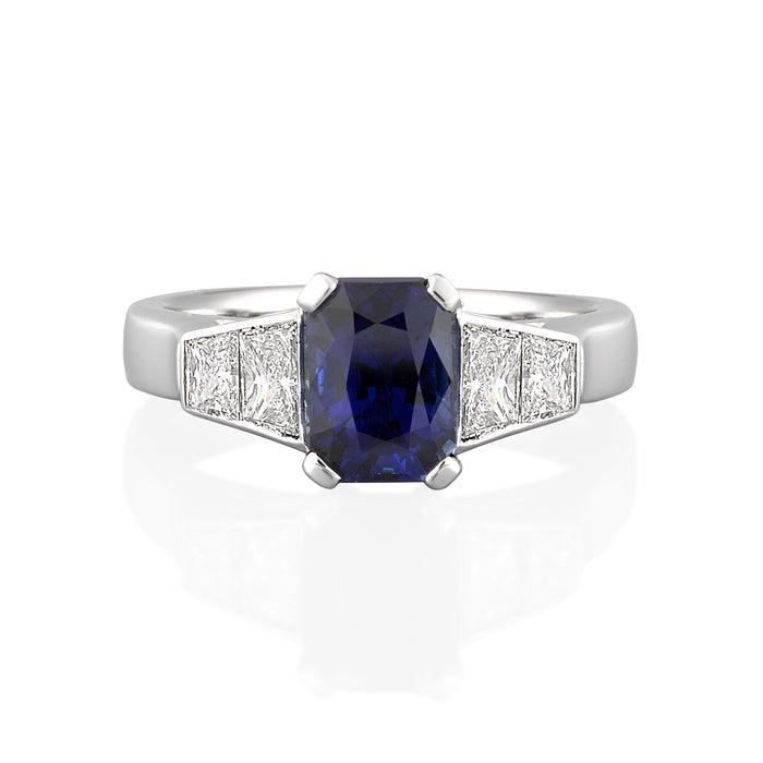 Emerald Cut Tanzanite & Diamond Ring