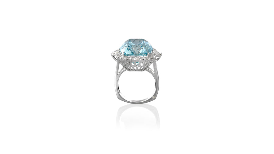 Aquamarine 21ct & Diamond Ring