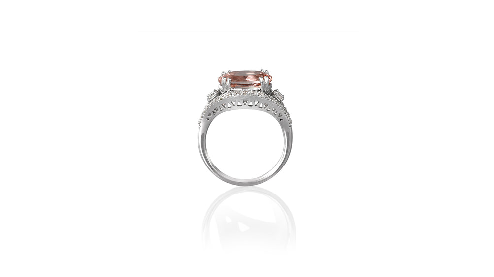 Pink Morganite and Diamond Ring