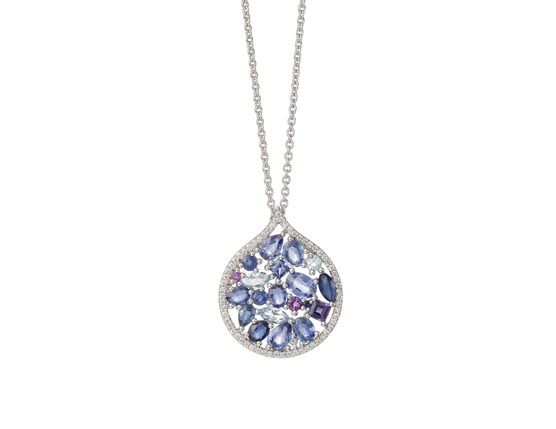 Mosaïque Éternelle Blue Sapphires and Blue Topaz Pendant