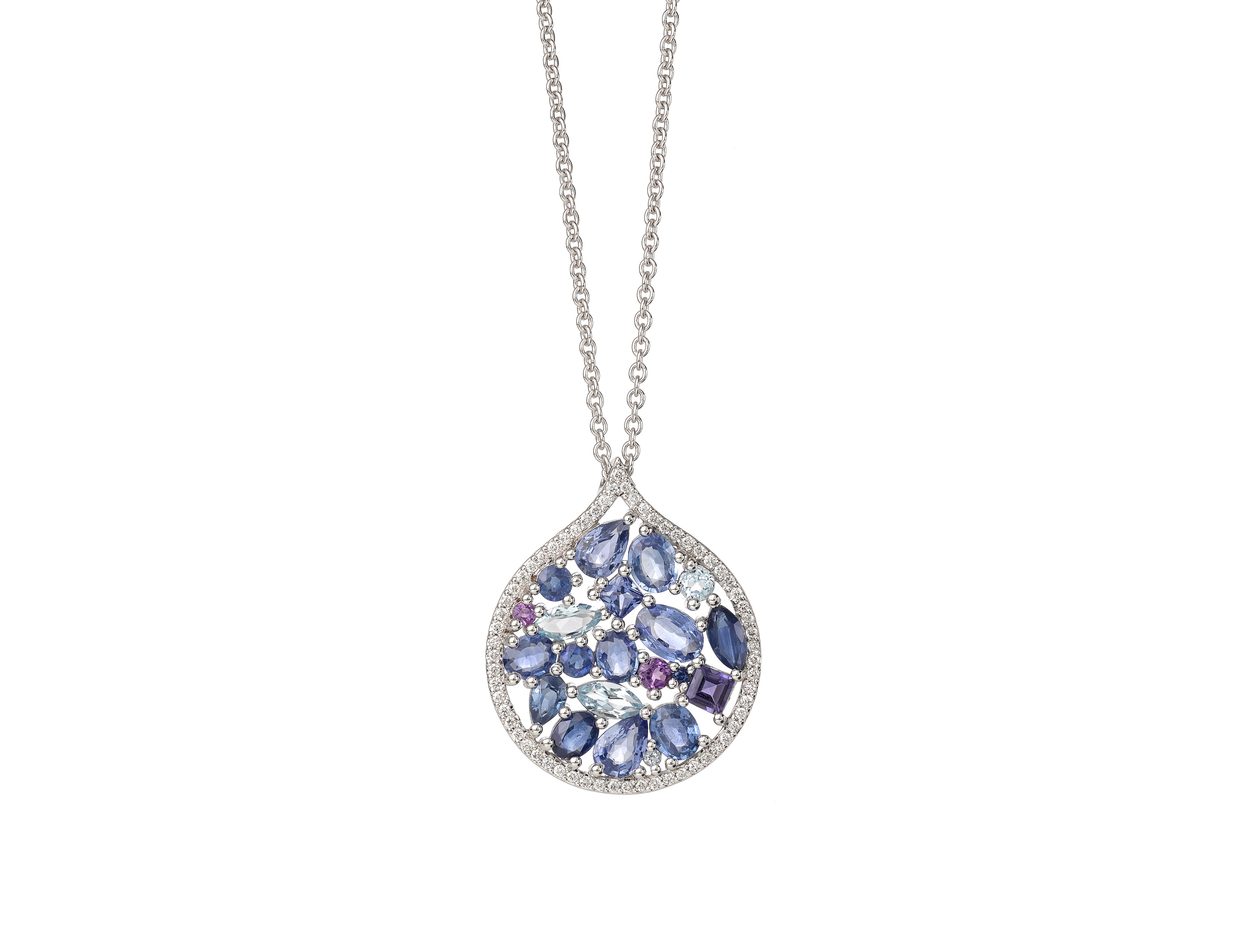 Mosaïque Éternelle Blue Sapphires and Blue Topaz Pendant