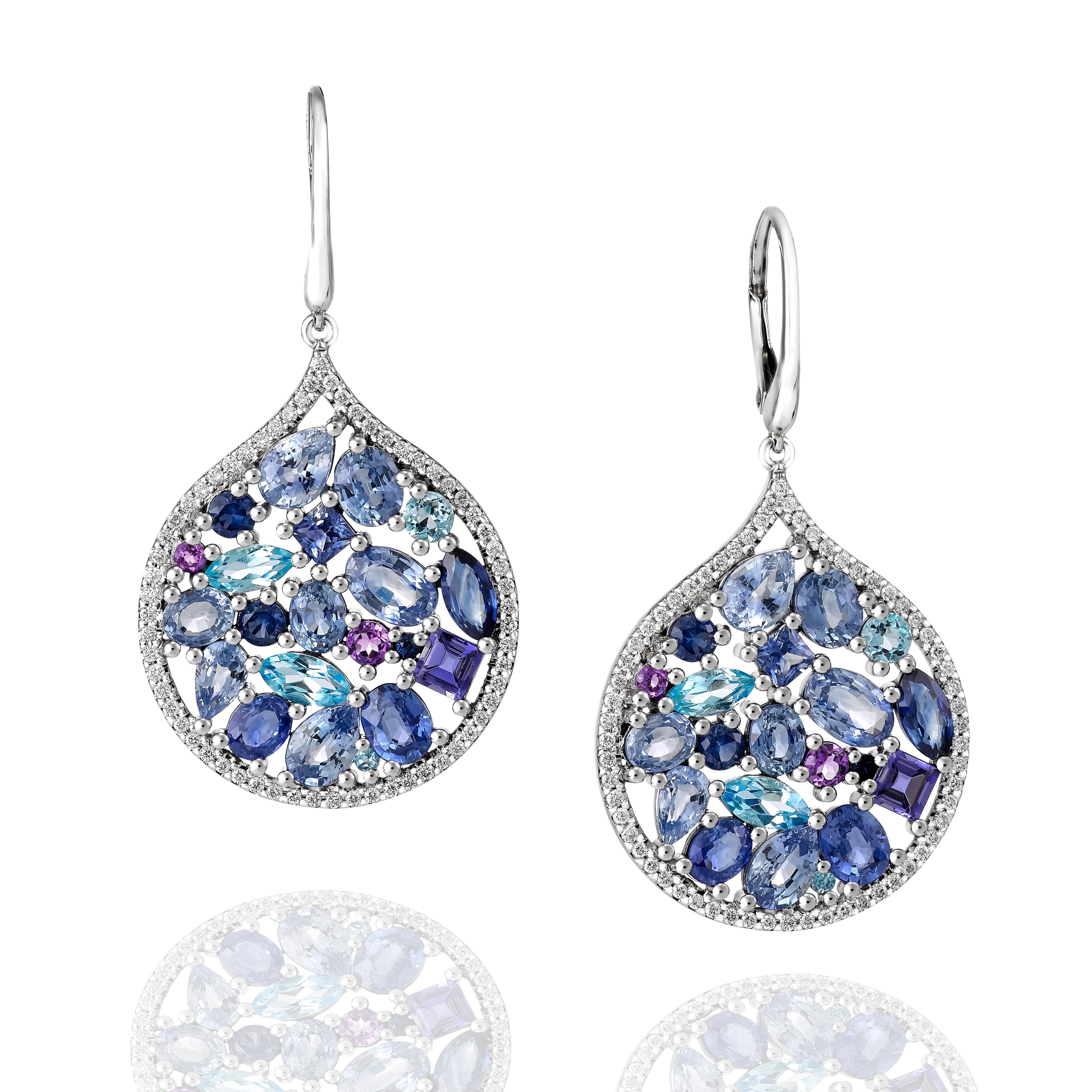 Mosaïque Éternelle Blue Sapphires and Blue Topaz Earrings