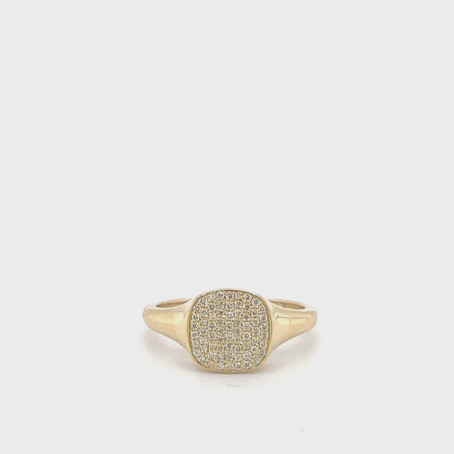 Yellow Gold Square Diamond Covered Ring